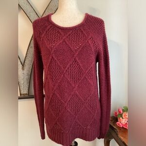 AMERICAN EAGLE Wine Cotton Wool Blend Knit Tunic Roomy Sweater